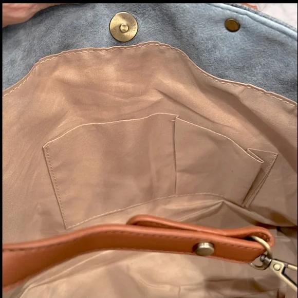 Blue Faux Leather Convertible HOBO Bag - Picture 10 of 14